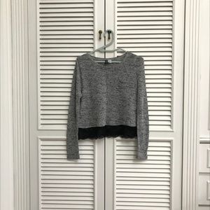 H&M Heathered Grey Lace Trim Knit Sweater